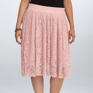 Torrid Pink Pleated Lace Skirt